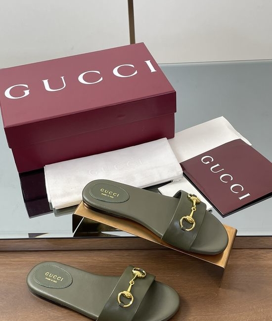 Gucci Horsebit Detail Printed Canvas Slide Sandals