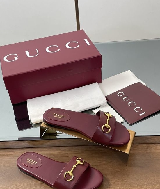 Gucci Horsebit Detail Printed Canvas Slide Sandals