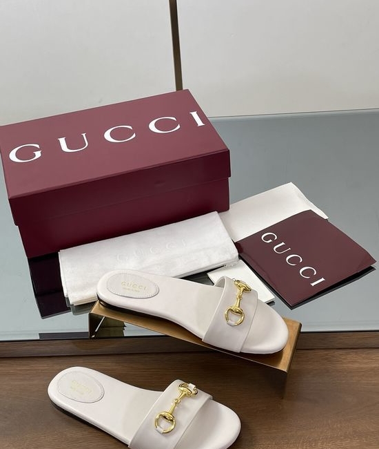 Gucci Horsebit Detail Printed Canvas Slide Sandals