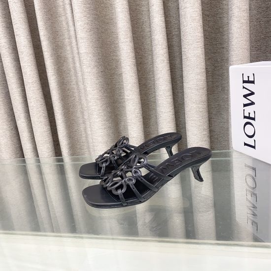 Loewe Elegant Cut-out Slip-on Sandals with Leather Sole
