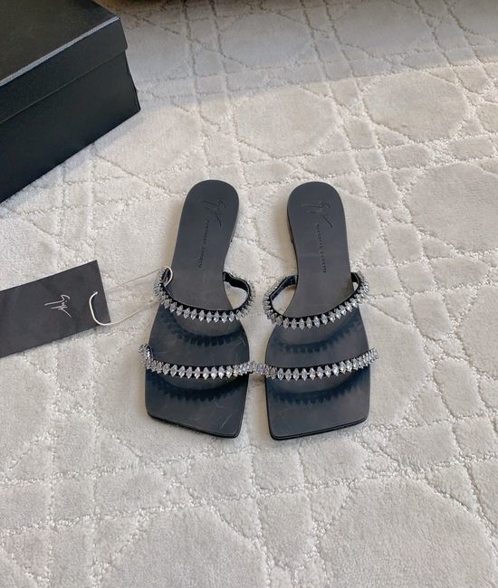 Giuseppe Zanotti Rhinestone Slide Sandals Elegant Genuine Leather Sole