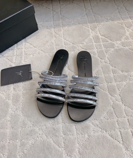 Giuseppe Zanotti Rhinestone Slide Sandals Elegant Genuine Leather Sole