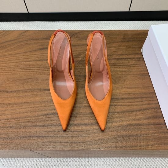 Amina Muaddi Slingback Pointed Toe Silk Patterned Pumps