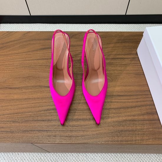 Amina Muaddi Slingback Pointed Toe Silk Patterned Pumps
