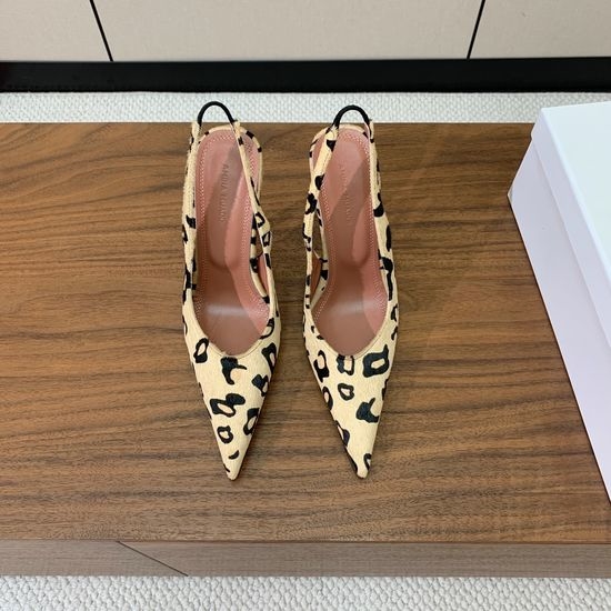 Amina Muaddi Slingback Pointed Toe Silk Patterned Pumps