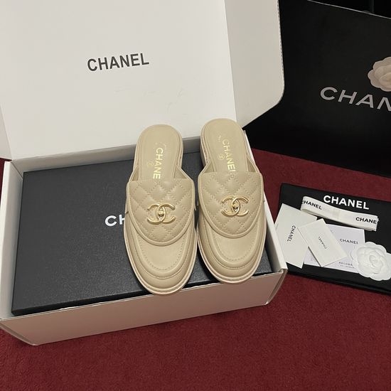 Chanel Quilted Buckle Leather Loafer Mules