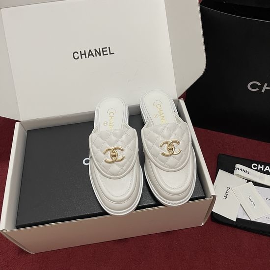 Chanel Quilted Buckle Leather Loafer Mules
