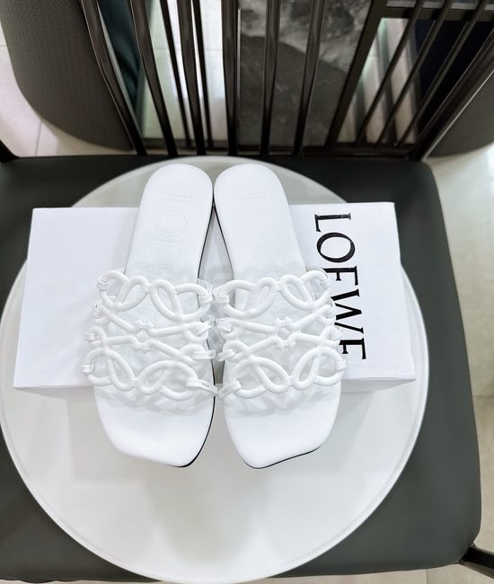 Loewe Woven Logo Premium Leather Comfort Flat Slides