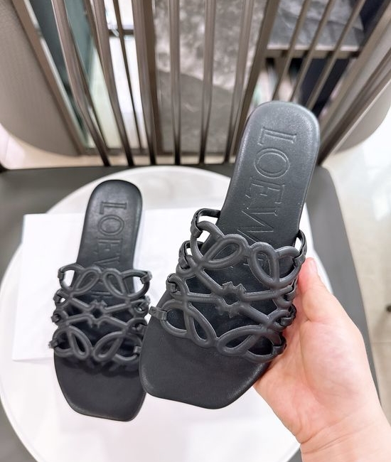 Loewe Woven Logo Premium Leather Comfort Flat Slides