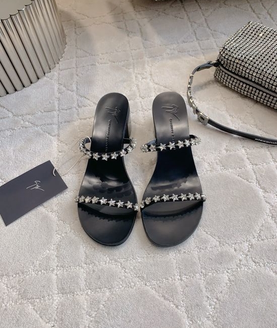 Giuseppe Zanotti Rhinestone Decor Flat Low Heel Slide Sandals