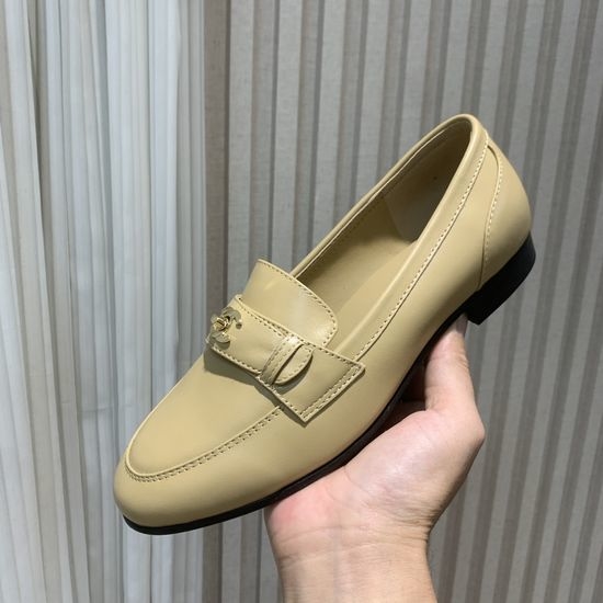Chanel Elegant Leather Loafers With Logo Hardware Details