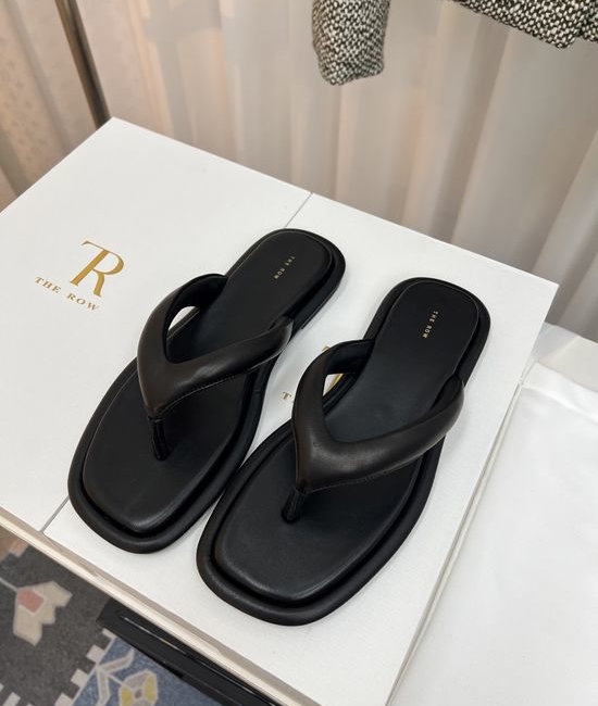 The Row Leather Thong Flip Flops with Non-slip Rubber Sole