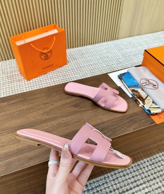 Hermes Premium Handmade Epsom Leather Slides With Full Grain Insole