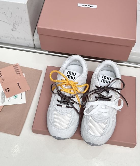 Miu Miu Vintage Distressed Chunky Sneakers with Dual Laces