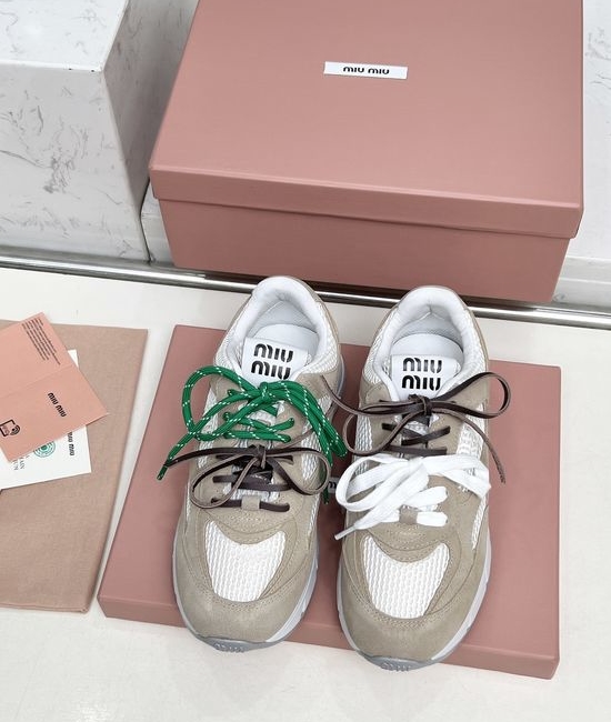 Miu Miu Vintage Distressed Chunky Sneakers with Dual Laces