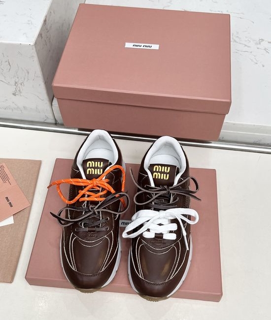 Miu Miu Vintage Distressed Chunky Sneakers with Dual Laces