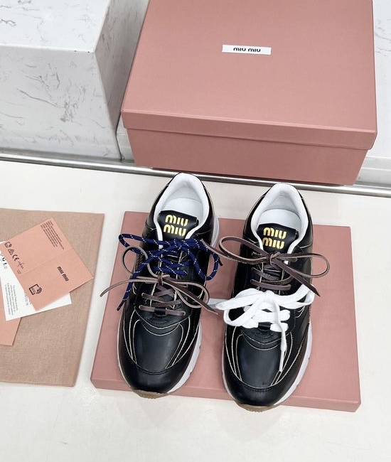 Miu Miu Vintage Distressed Chunky Sneakers with Dual Laces