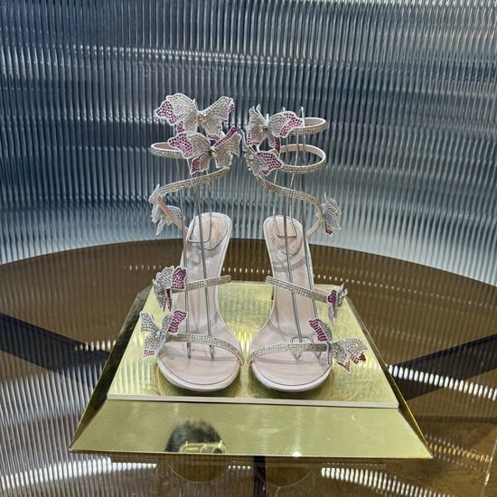 Rene Caovilla Artisan Butterfly Diamond Snake High-Heel Sandals