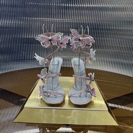 Rene Caovilla Artisan Butterfly Diamond Snake High-Heel Sandals