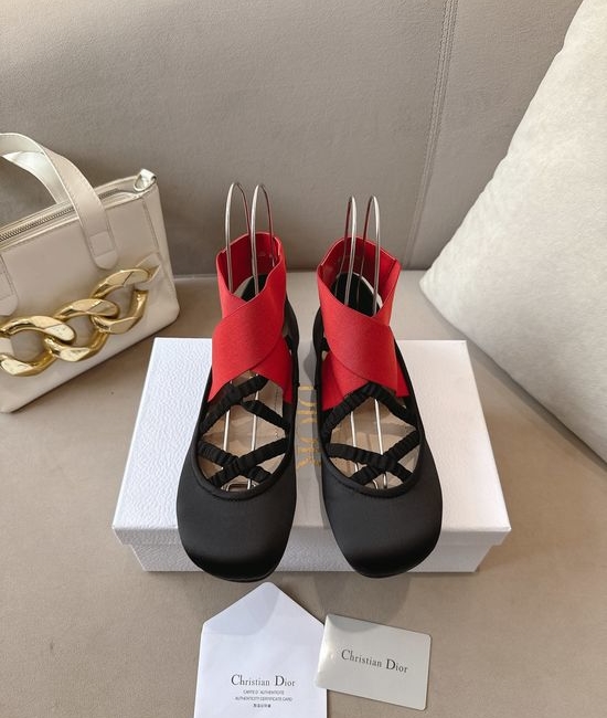 Christian Dior CD Premium Leather Silk Upper Ballet Flats Soft Lining