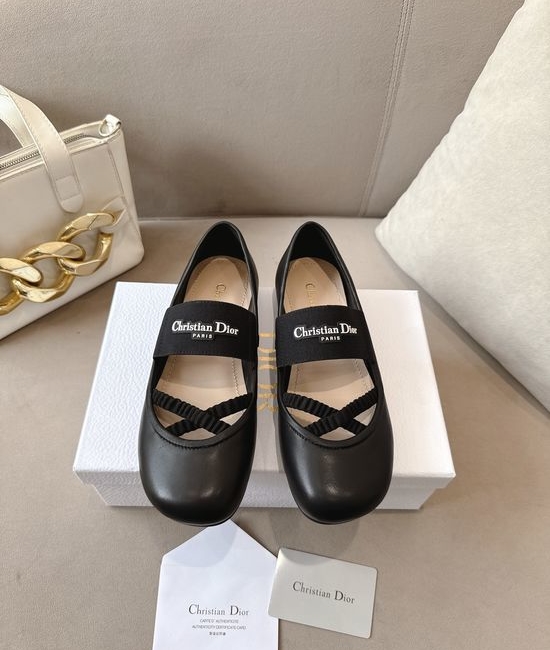 Christian Dior CD Premium Leather Silk Upper Ballet Flats Soft Lining