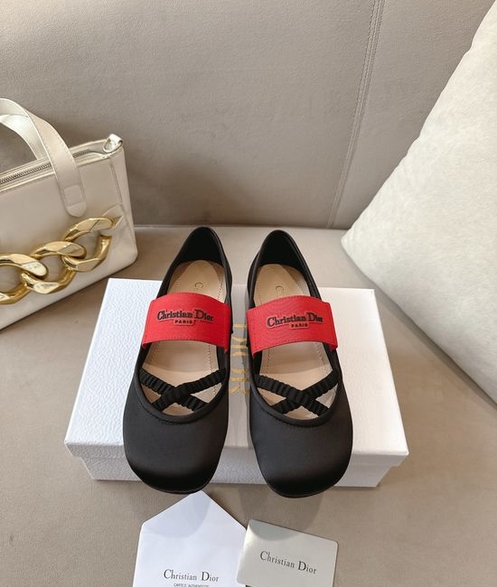Christian Dior CD Premium Leather Silk Upper Ballet Flats Soft Lining