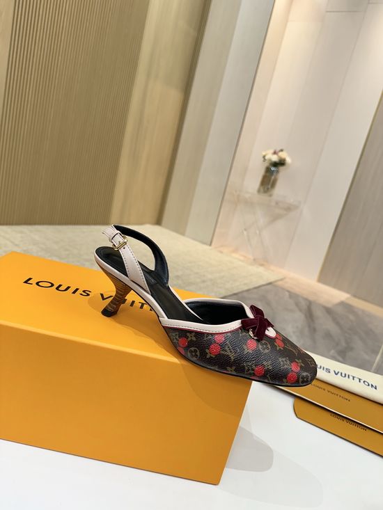 Louis Vuitton Mid Heel Leather Sandals Premium Soft Lining Durable Leather Sole