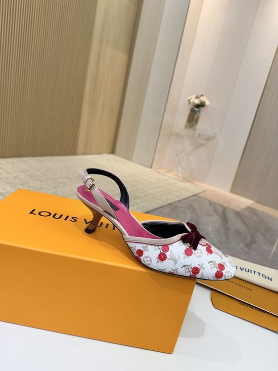 Louis Vuitton Mid Heel Leather Sandals Premium Soft Lining Durable Leather Sole