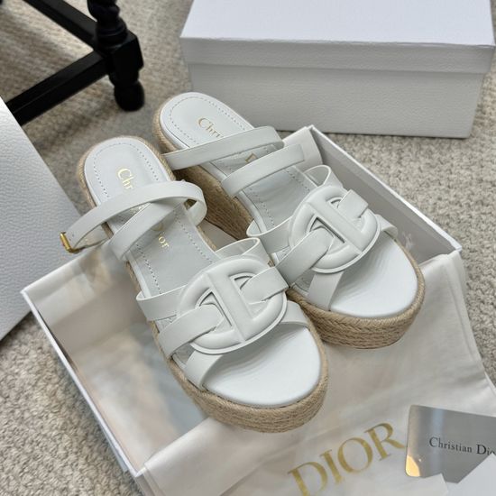 Christian Dior Wedge Heel Sandals with Premium Leather Upper