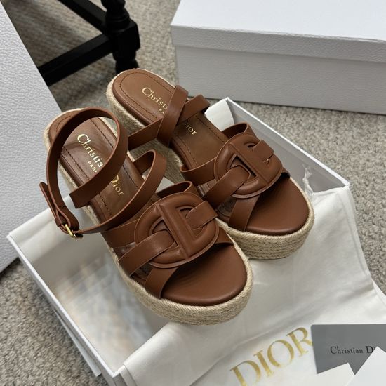 Christian Dior Wedge Heel Sandals with Premium Leather Upper
