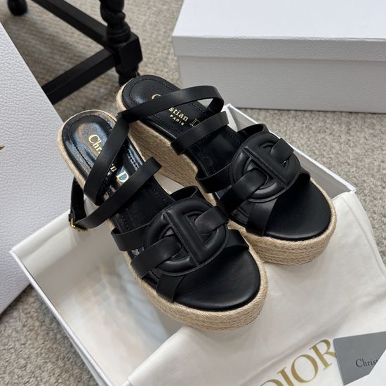 Christian Dior Wedge Heel Sandals with Premium Leather Upper