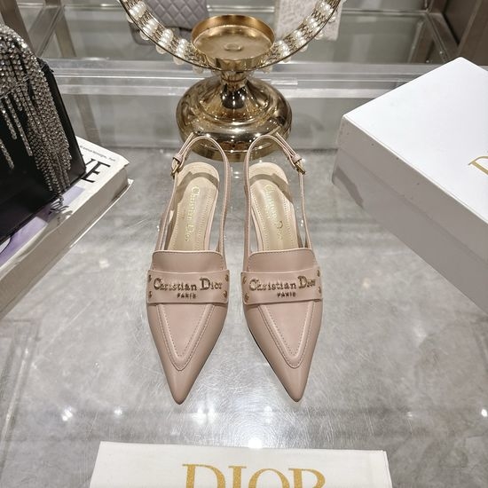Christian Dior CD Pointed Toe Kitten Heel Sandals with Logo Detail