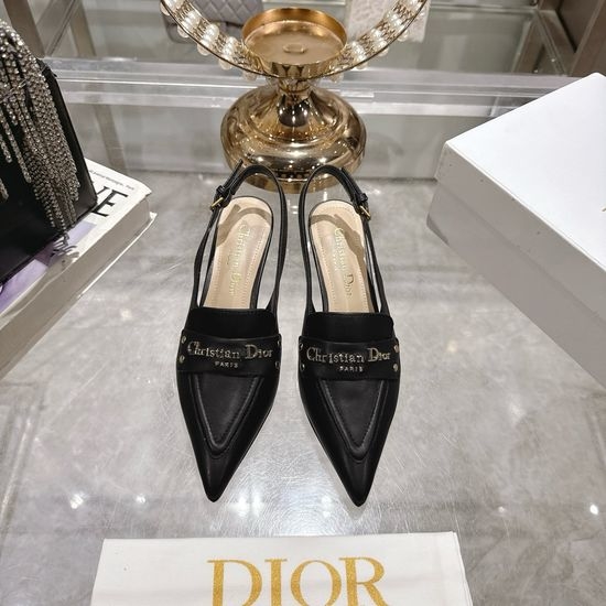 Christian Dior CD Pointed Toe Kitten Heel Sandals with Logo Detail