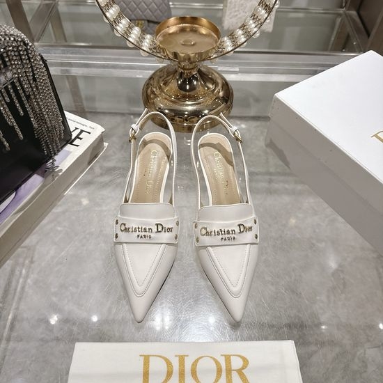 Christian Dior CD Pointed Toe Kitten Heel Sandals with Logo Detail