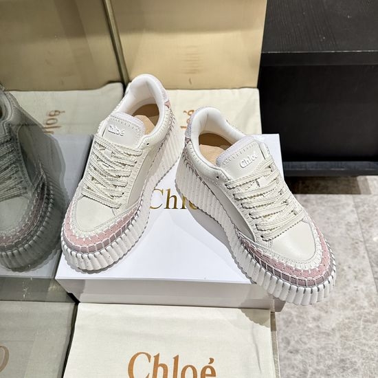 Chloe Hand Stitched Leather Upper Lightweight Casual Sneakers