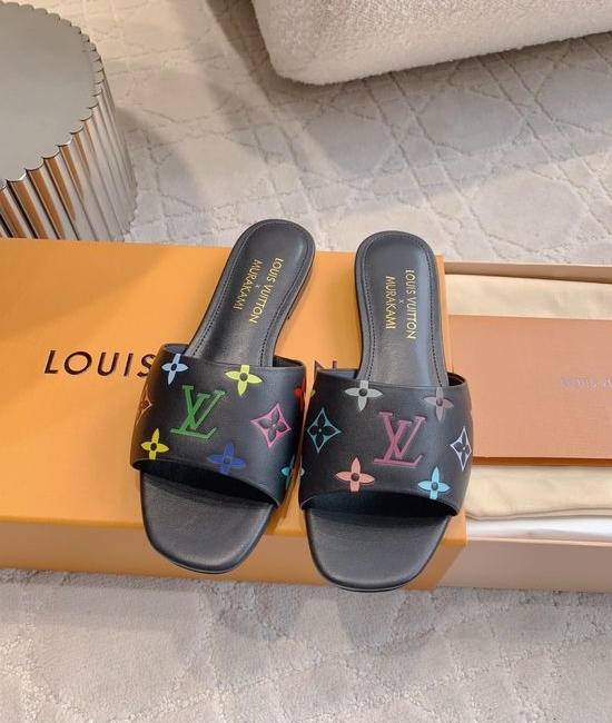 Louis Vuitton LV Patterned Flat Sandals Premium Leather Upper Comfortable Sole