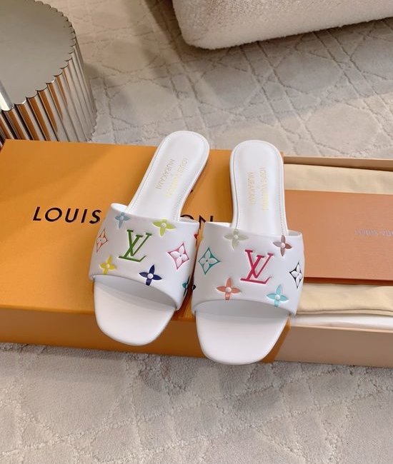 Louis Vuitton LV Patterned Flat Sandals Premium Leather Upper Comfortable Sole