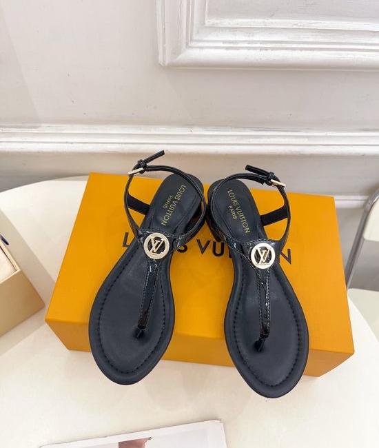 Louis Vuitton LV Patent Leather Thong Sandals with Premium Leather Outsole