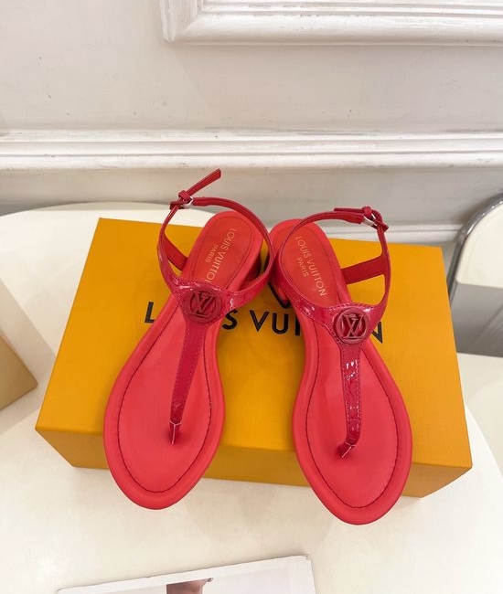Louis Vuitton LV Patent Leather Thong Sandals with Premium Leather Outsole
