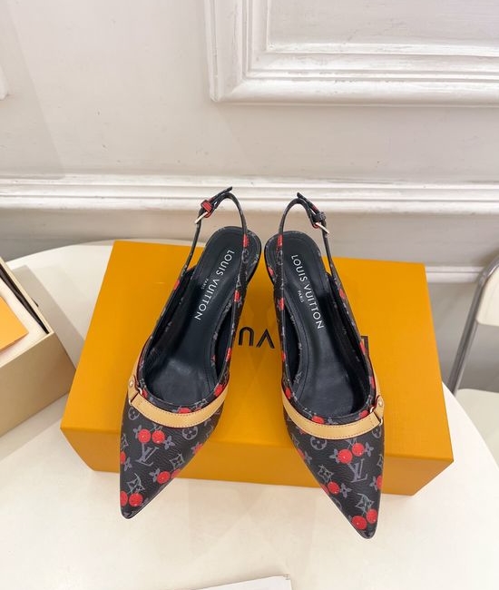 Louis Vuitton LV Cherry Decor Kitten Heel Slingback Pumps