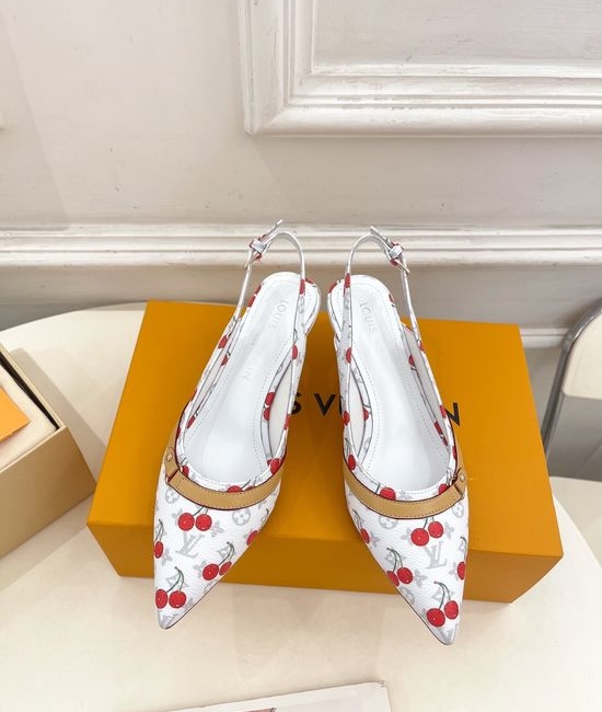 Louis Vuitton LV Cherry Decor Kitten Heel Slingback Pumps