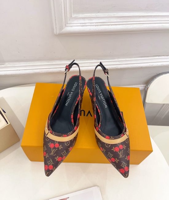 Louis Vuitton LV Cherry Decor Kitten Heel Slingback Pumps