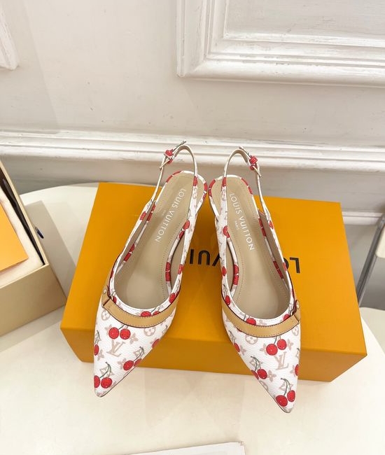 Louis Vuitton LV Cherry Decor Kitten Heel Slingback Pumps