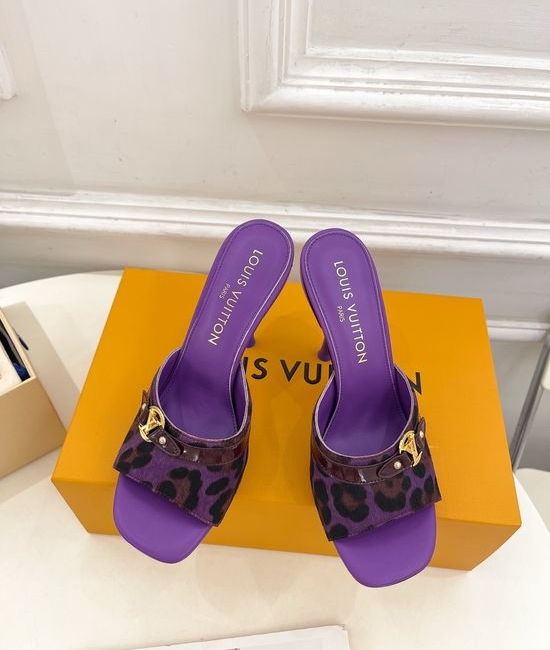 Louis Vuitton LV Leopard Print Kitten Heel Slide Sandals
