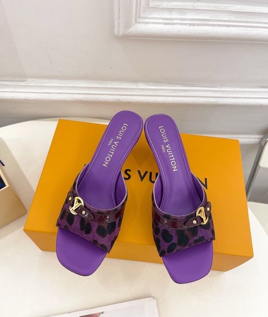 Louis Vuitton LV Leopard Print Kitten Heel Slide Sandals