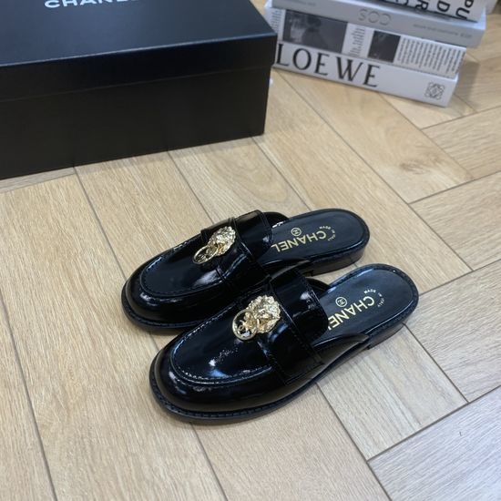 Chanel Vintage Style Leather Loafers With Genuine Leather Sole