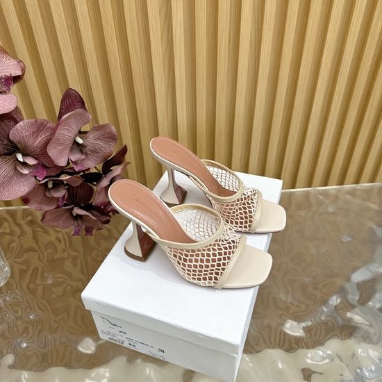 Amina Muaddi Classic Mesh Mules with Premium Sheepskin Lining