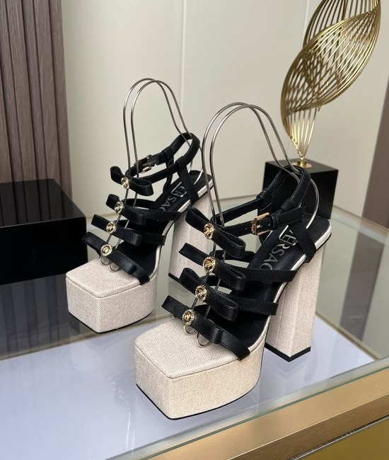 Versace Elegant Stiletto Heels with Leather and Rubber Sole