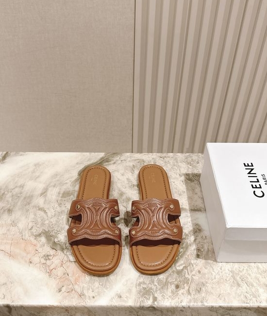 Celine Woven Trim Classic Flat Slide Sandals