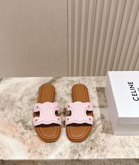 Celine Woven Trim Classic Flat Slide Sandals